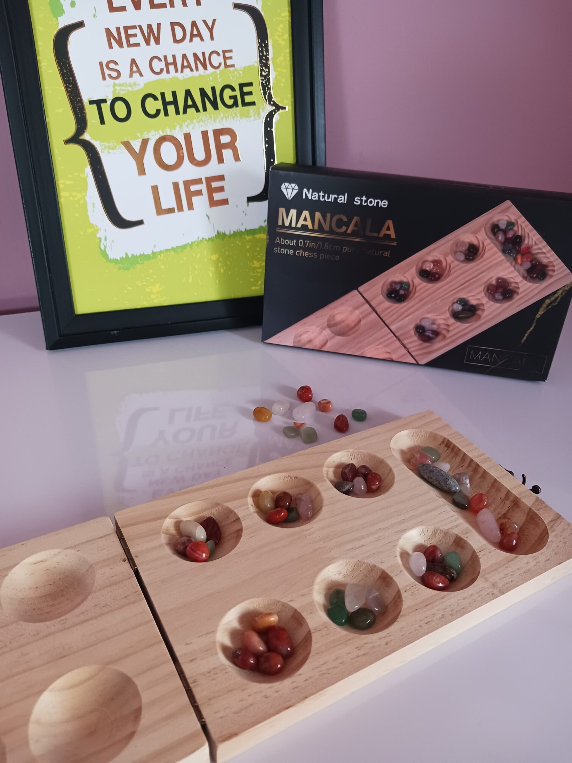 Premium Natural Stone Mancala Game Set(Pazhanguli) - Image 2