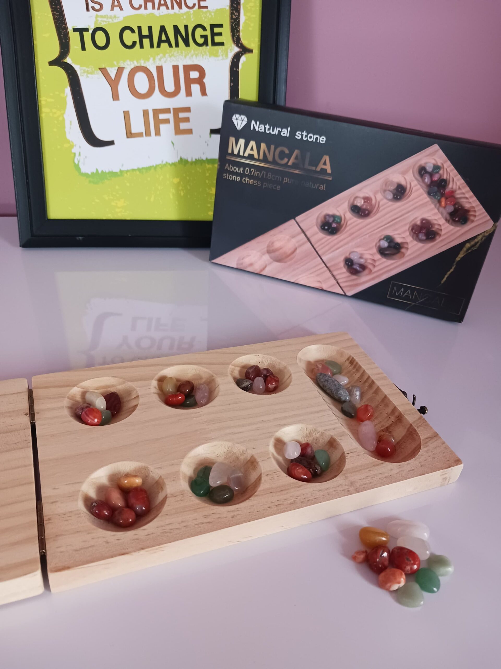 Premium Natural Stone Mancala Game Set(Pazhanguli) - Image 3