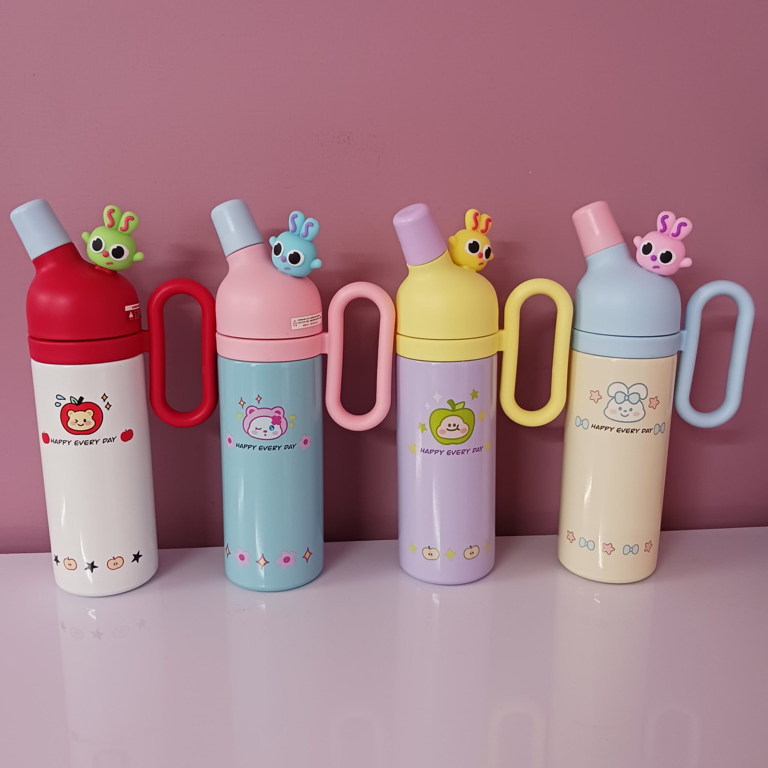 Happy Every Day Cartoon Insulated Bottle with Straw - 800 ml - Image 9