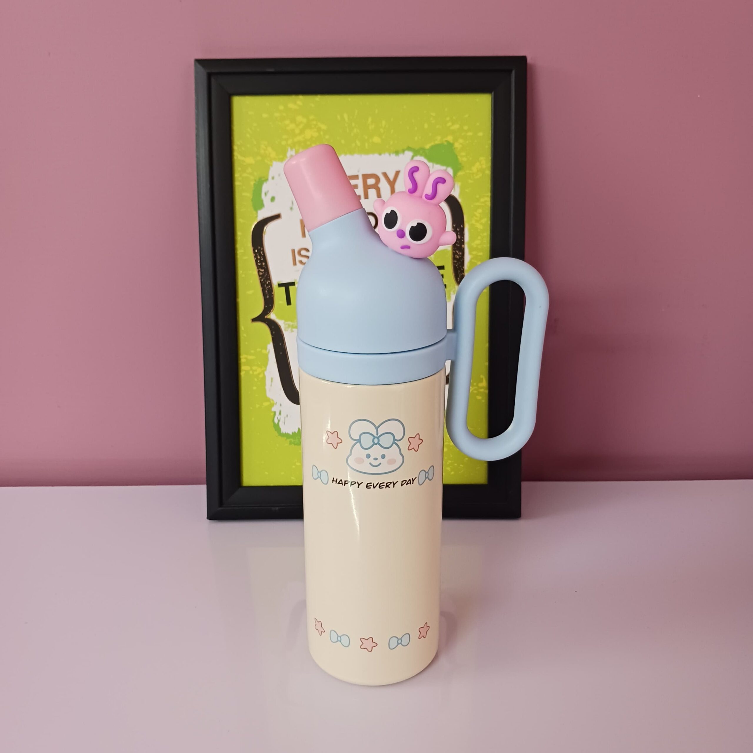 Happy Every Day Cartoon Insulated Bottle with Straw - 800 ml - Image 10