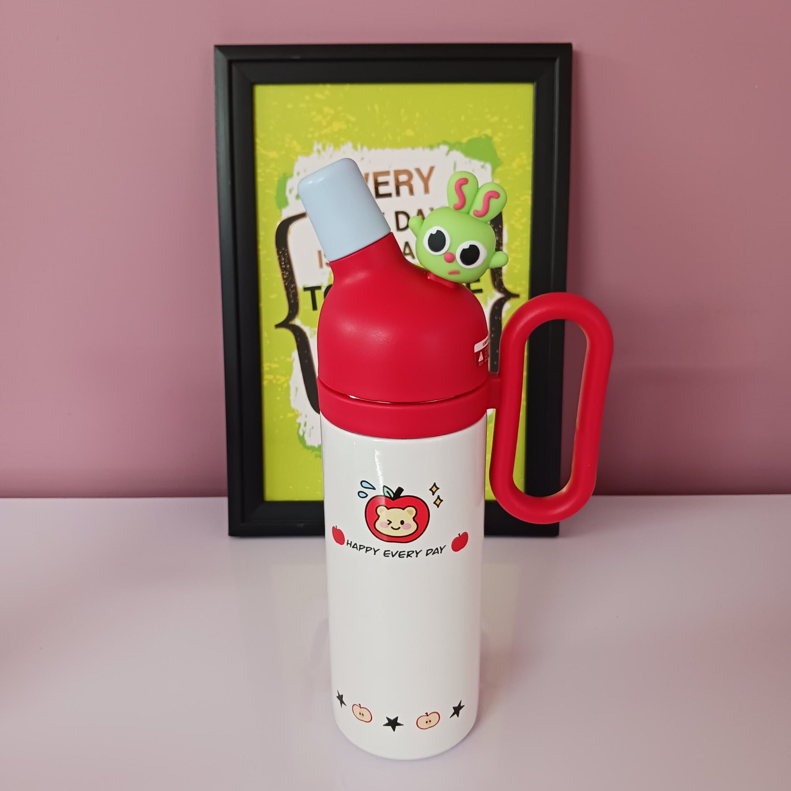 Happy Every Day Cartoon Insulated Bottle with Straw - 800 ml - Image 11
