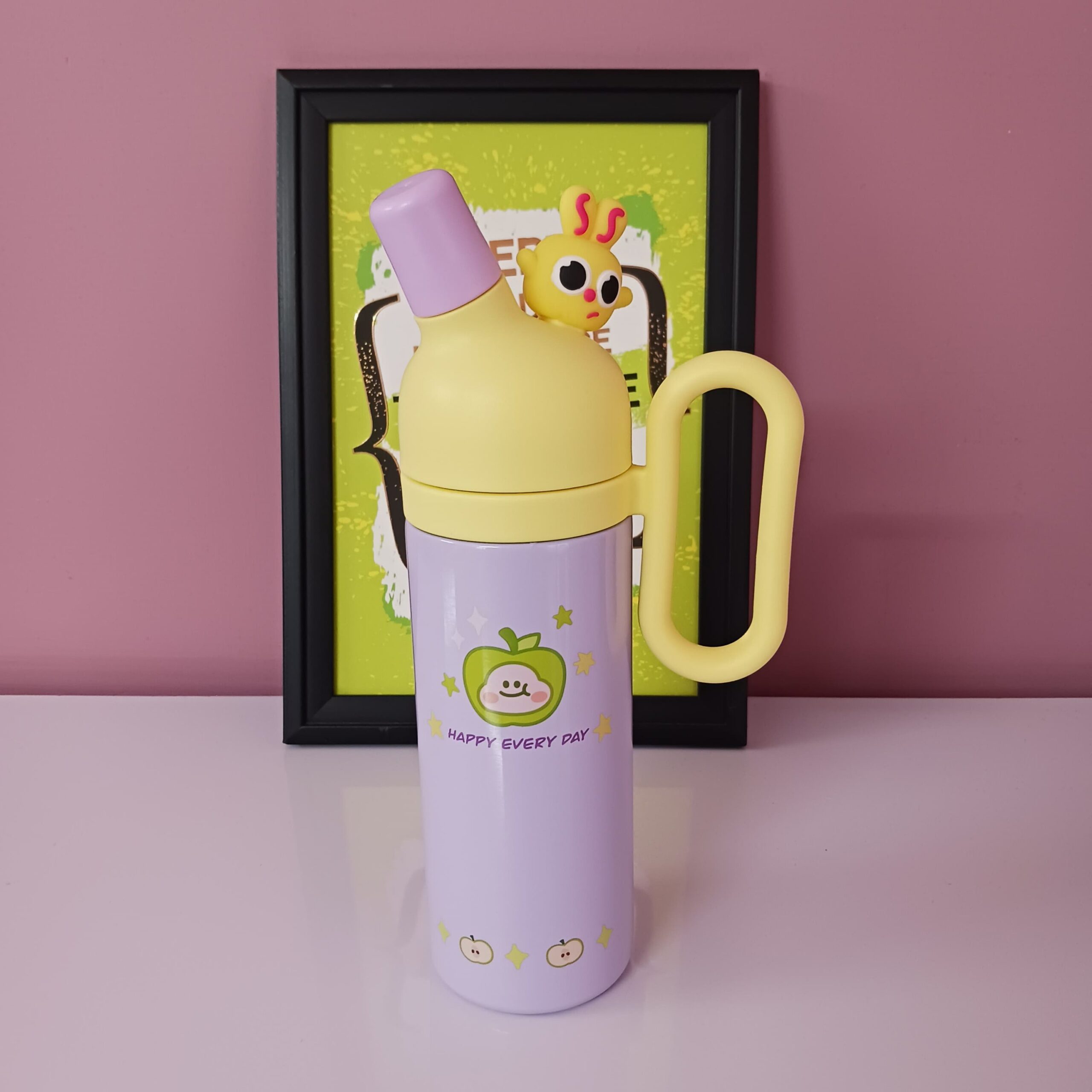 Happy Every Day Cartoon Insulated Bottle with Straw - 800 ml - Image 5