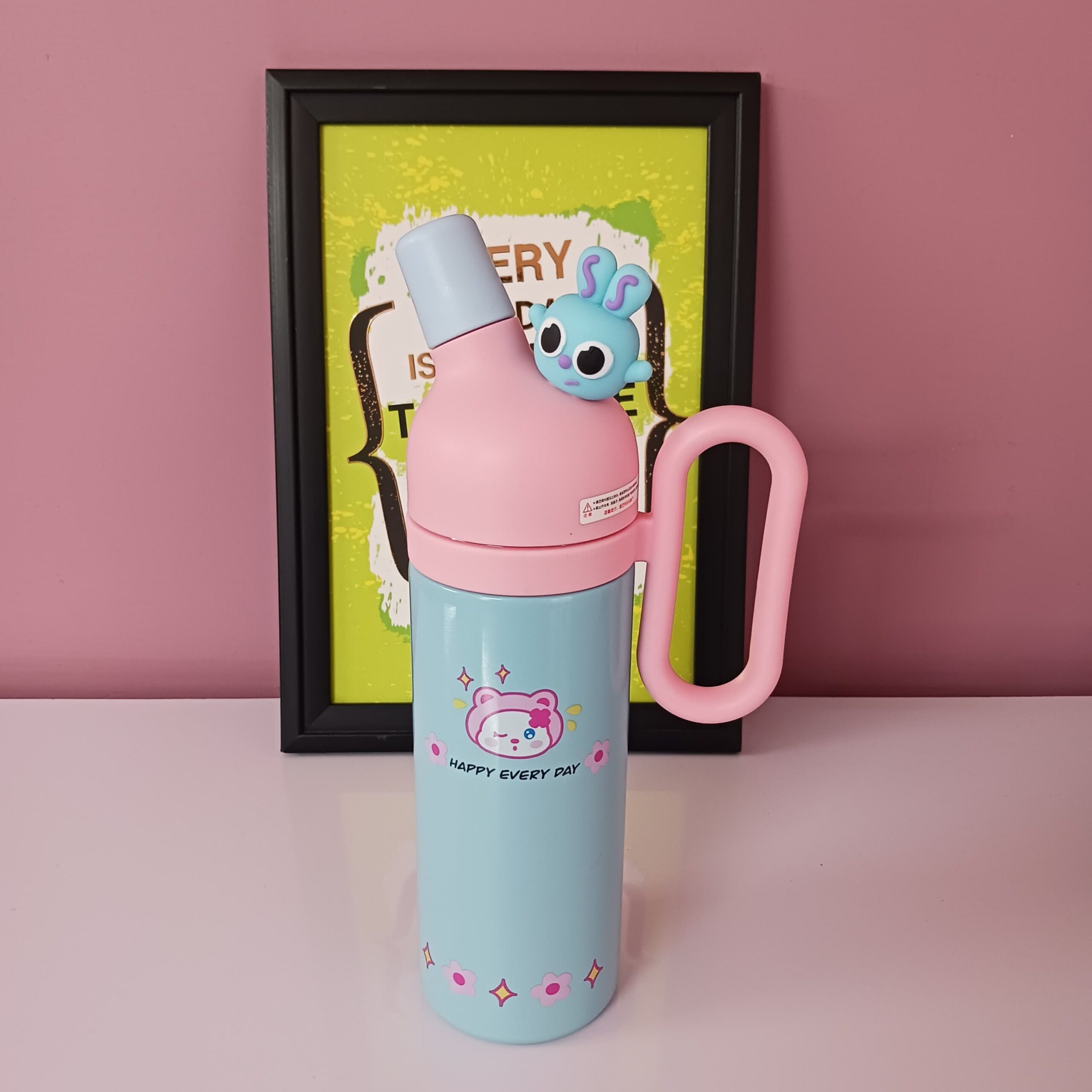 Happy Every Day Cartoon Insulated Bottle with Straw - 800 ml - Image 8