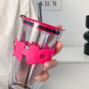 450ML Glass Water Tumbler with Straw(1 piece)