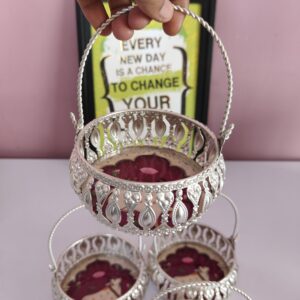 German Silver Flower Basket - 4 inches