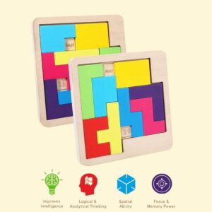 Daily Calendar Puzzle - Wooden Challenging Tetris Tangram Puzzle For Kids & Adults