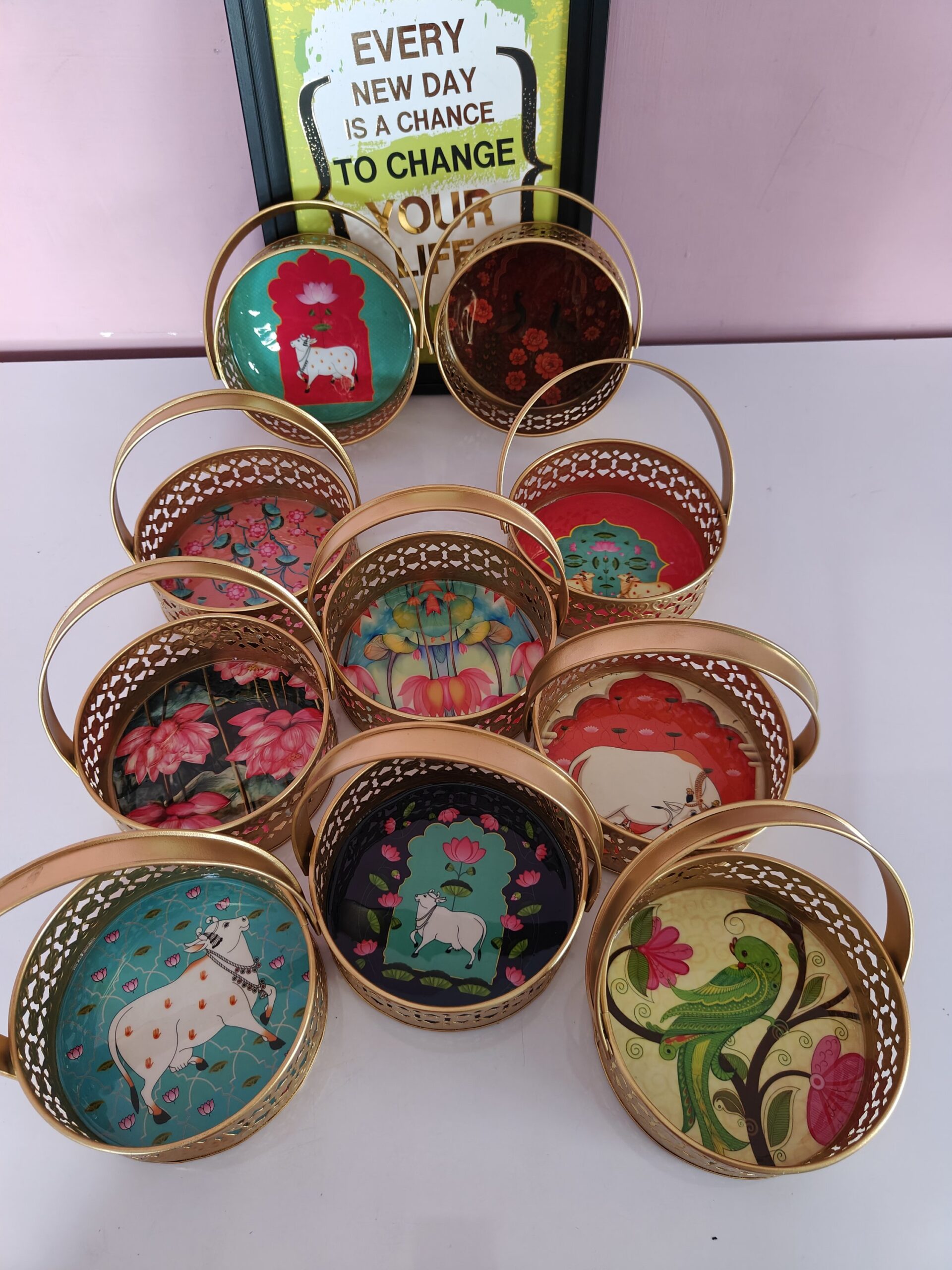 6 inches Circle Basket with handle(Metal)