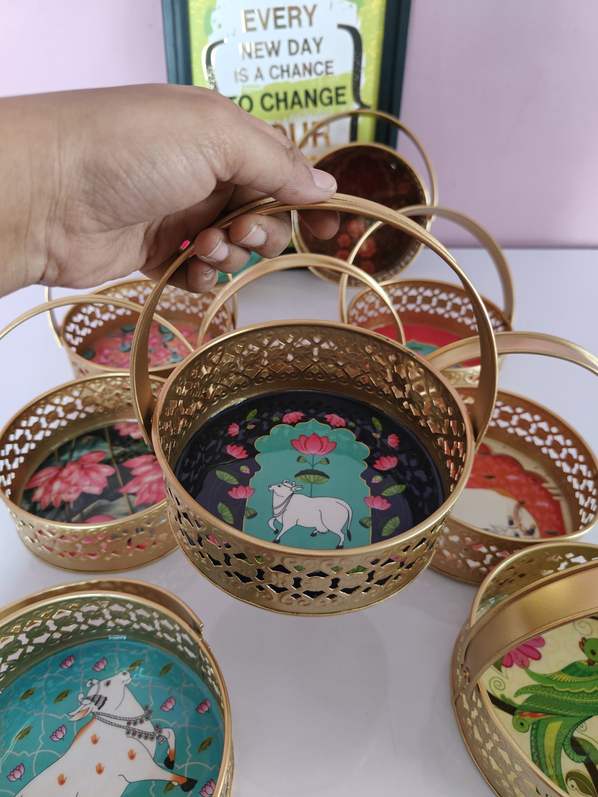 6 inches Circle Basket with handle(Metal) - Image 2