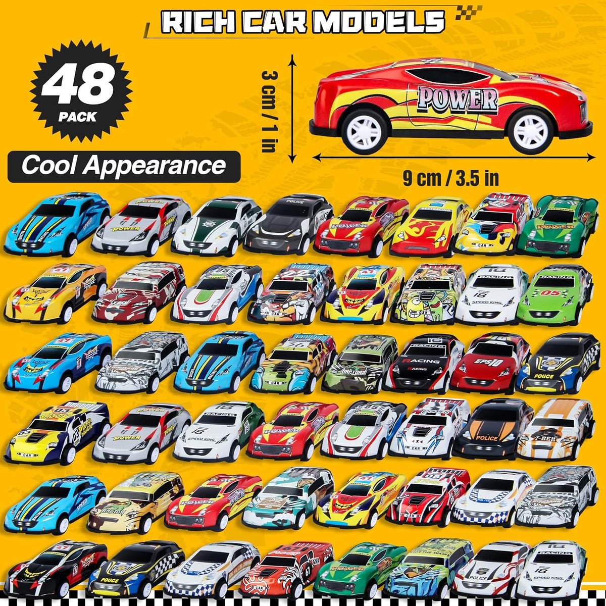 48 Piece Mini Pull Back Cars With Container for Kids - Image 7