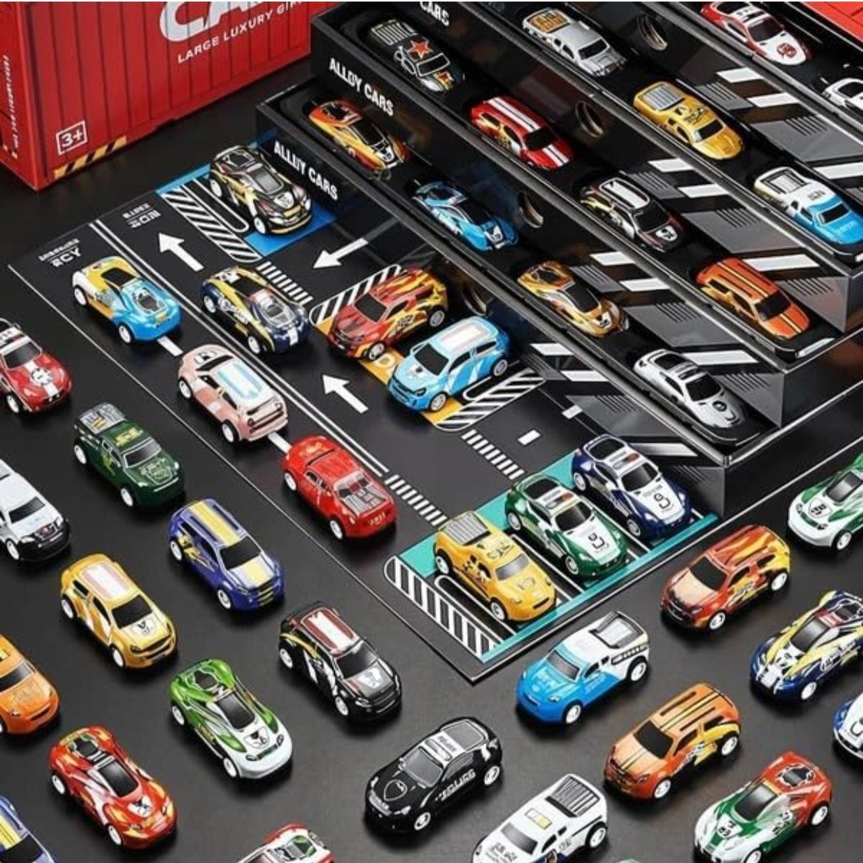 48 Piece Mini Pull Back Cars With Container for Kids - Image 10
