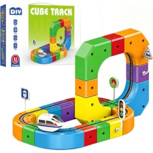 51 Pcs Cube Track - Fun STEM Anti Gravity Race Track & Rail Cube Monorail