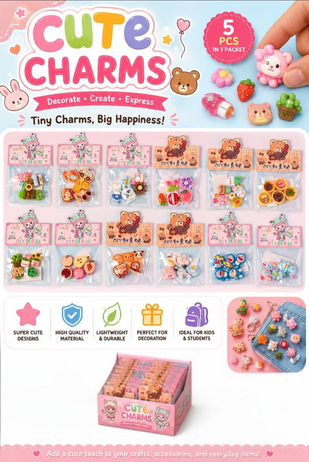 Kawaii DIY Charms Pack (5 in a pack) - Image 2