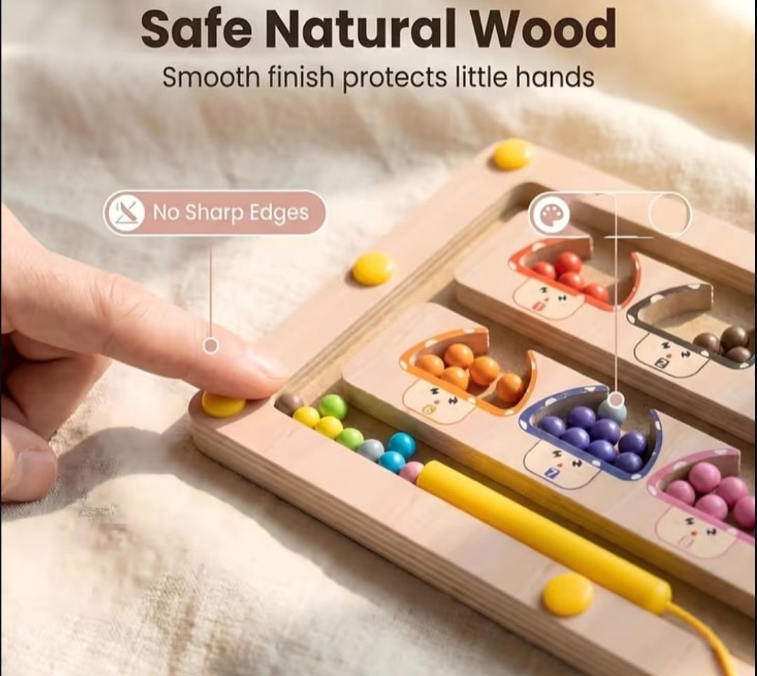 Wooden Magnetic Maze - Color Sorting and Counting - Image 6