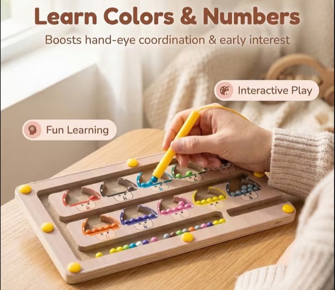 Wooden Magnetic Maze - Color Sorting and Counting - Image 4