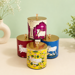 Pichwai Metal Storage Canister(4×4 inches)