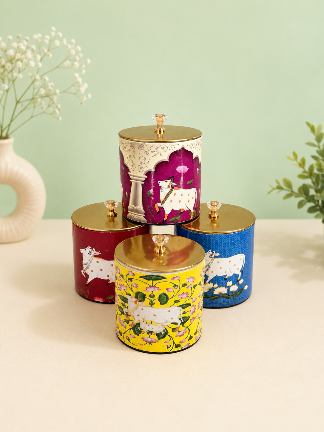 Pichwai Metal Storage Canister(4×4 inches)