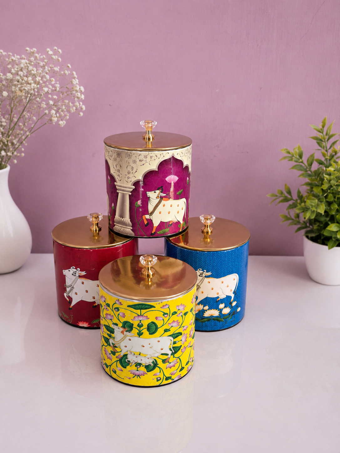 Pichwai Metal Storage Canister(4×4 inches) - Image 2