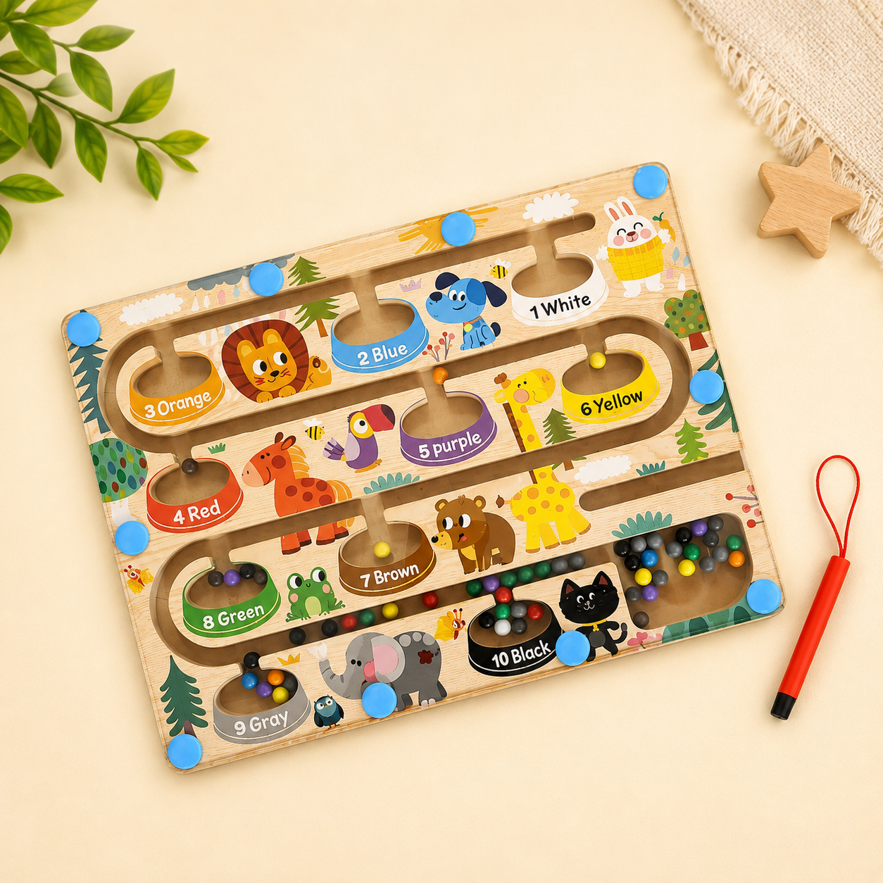 Animal Magnetic Counting and Color Sorting maze
