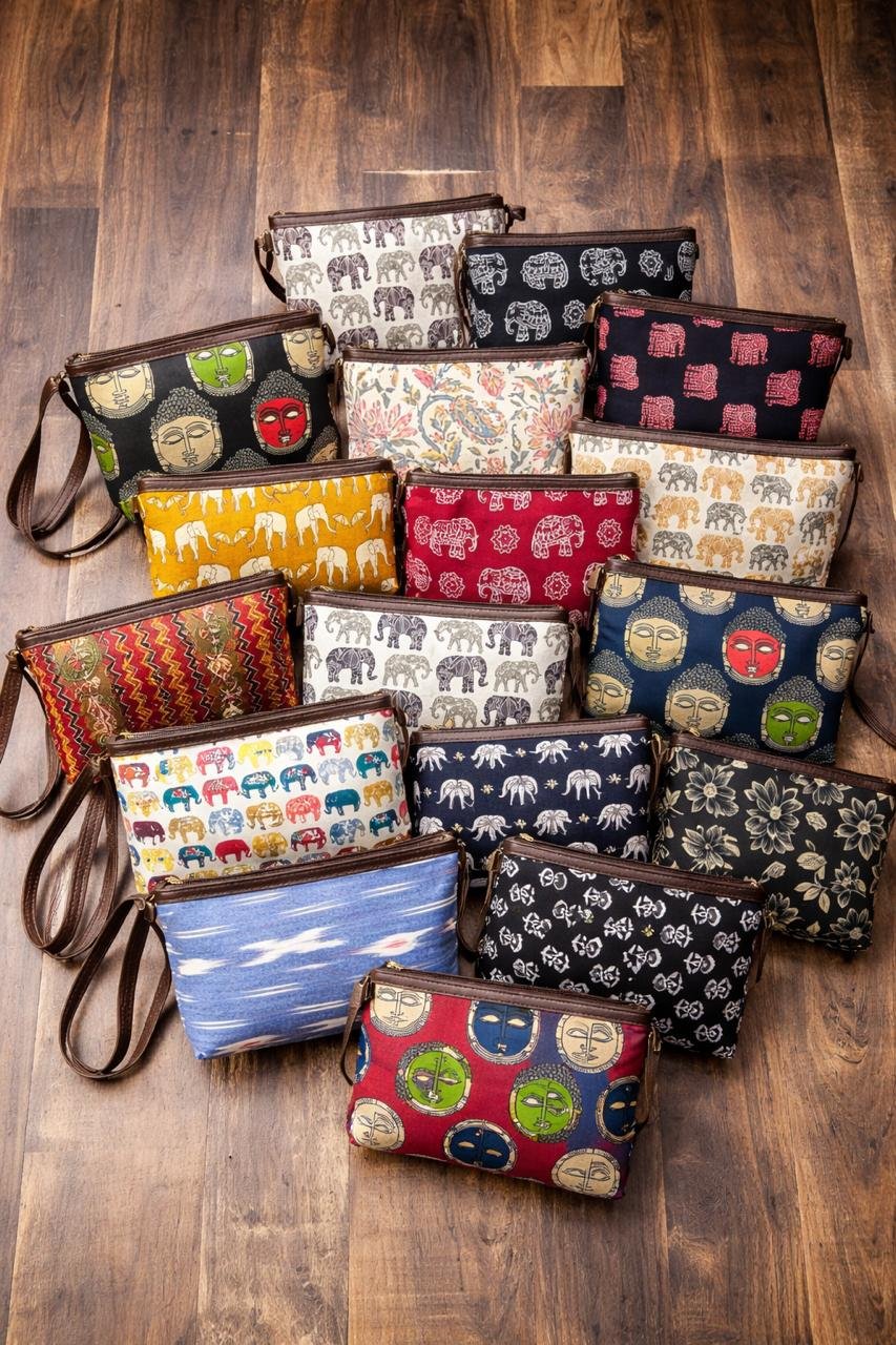 Ikkat or Kalamkari Print Handbag