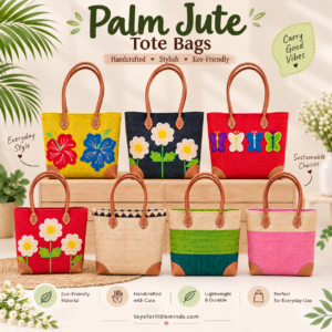 Embroidery Palm Jute Tote Bag