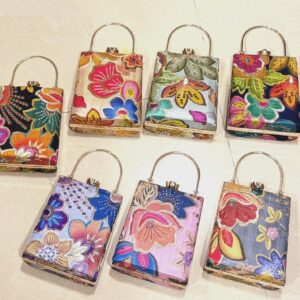 Floral Embroidery Clutch Bag With Handle