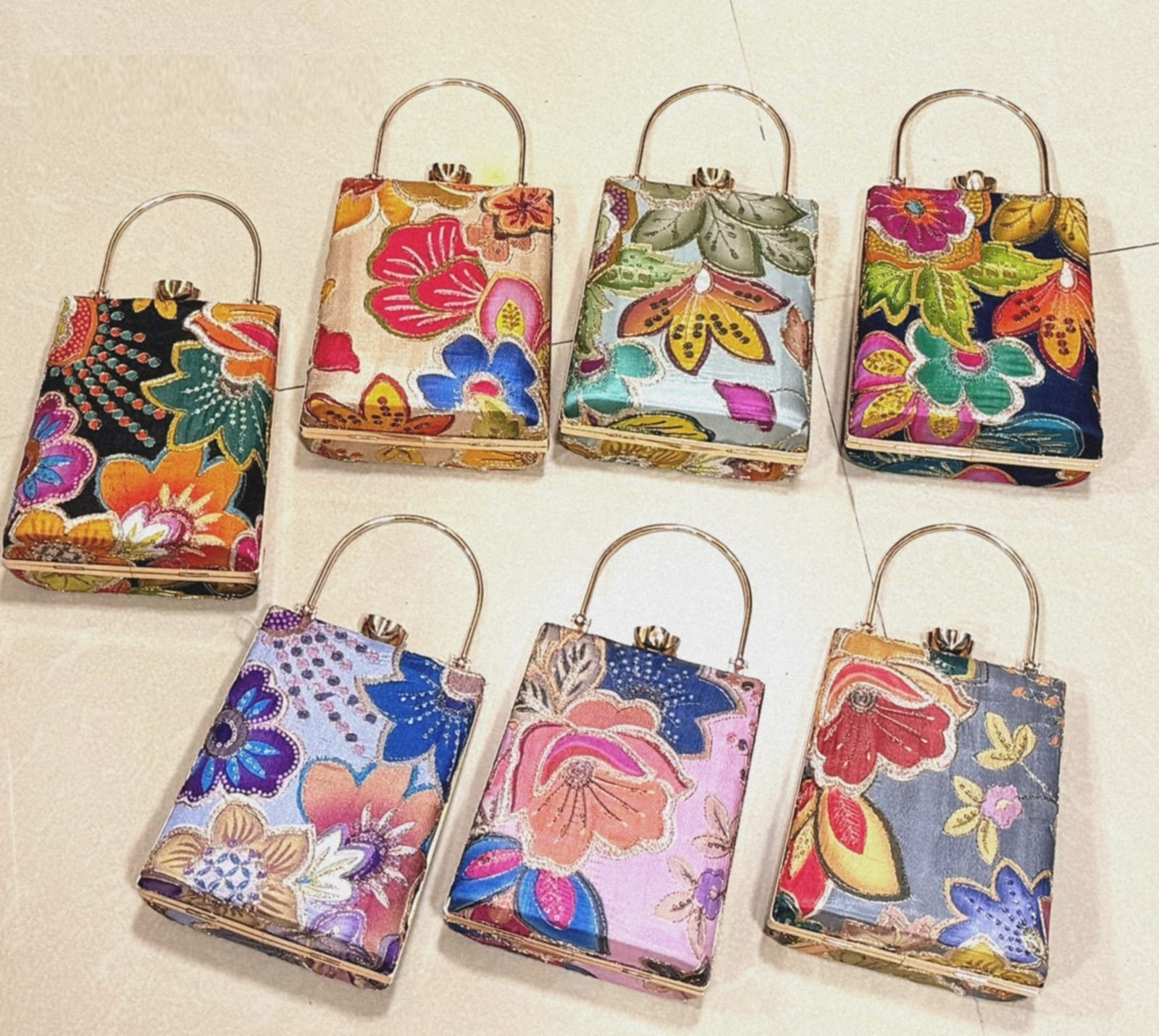 Floral Embroidery Clutch Bag With Handle